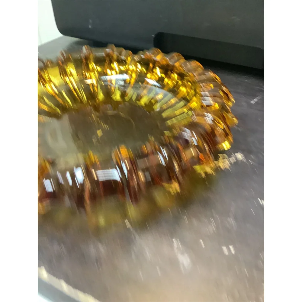 Sunburst Vintage Ashtray Large Heavy Amber Glass 7” MCM Tobacciana Cigar Pipe